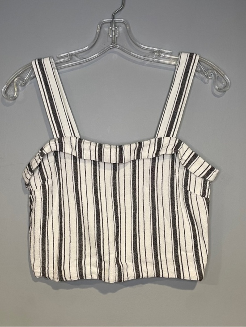 American Eagle Outfitters Black White striped Linen crop tank top Size XS